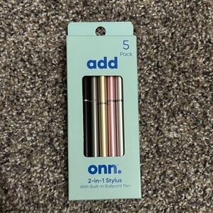 Onn 2-in-1 Stylus Pen Set - Black, Gold, Pink